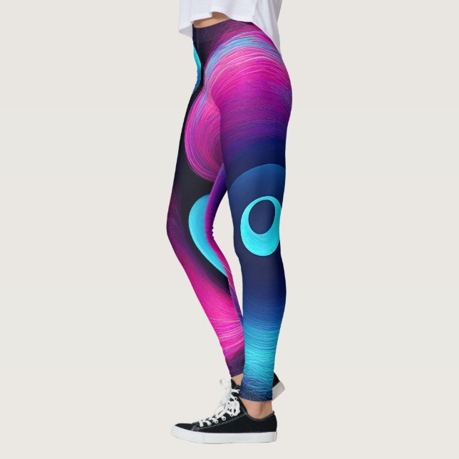 Leggings Neon Harmony : Une interprétation moderne de Yin Y (Gauche)