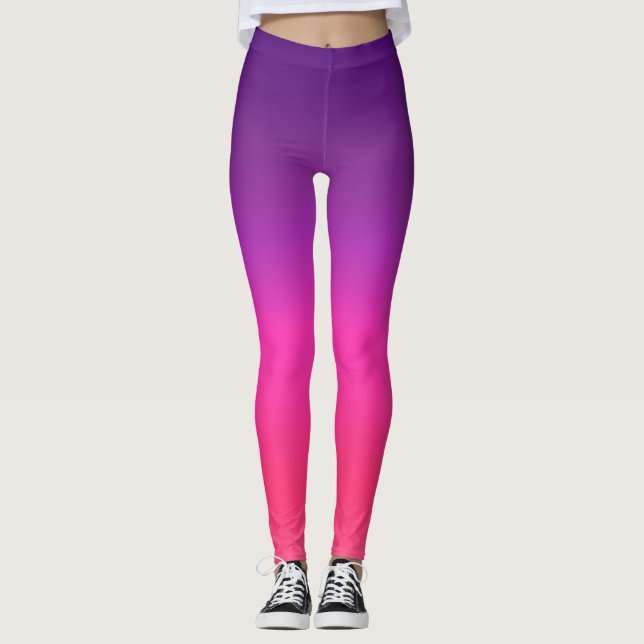 Leggings Neon Purple et pink ombre design abstrait (Devant)