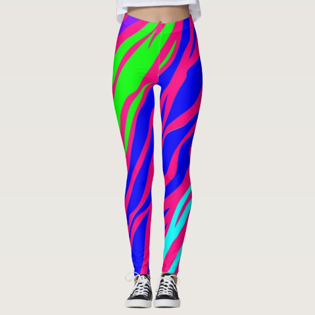 Leggings Neon Rainbow Zebra (Devant)