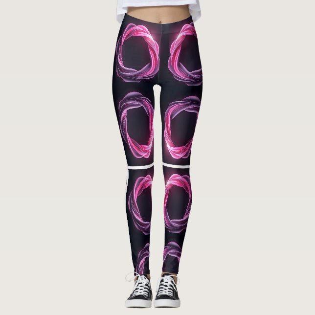 Leggings Neon rose et violet tourbillons abstraits sur un b (Devant)