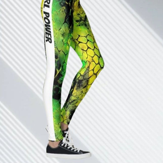 Leggings Neon Snake Animal GRL Power (Embrace your strength with the Neon Snake GRL Power Capri Leggings by Brett Designs. )