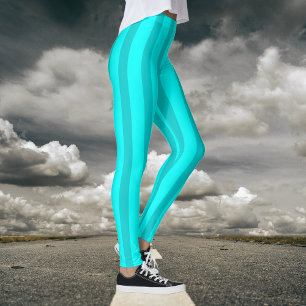 Leggings Neon Turquoise et Neon Cyan Cool rayé