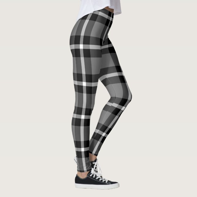 Leggings No. 48 de noir, gris et de blanc de plaid de (Droite)