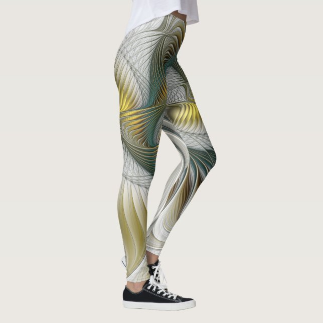 Leggings Nobly Golden Turquoise Imaginaire Fractal Art (Droite)