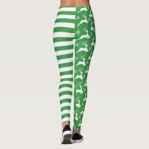 Leggings Noël des cerfs verts et des rayures