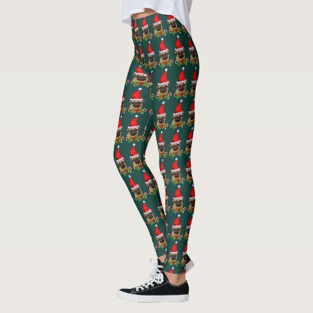 Leggings Noël du Carlin de la jolie Père Noël (Gauche)