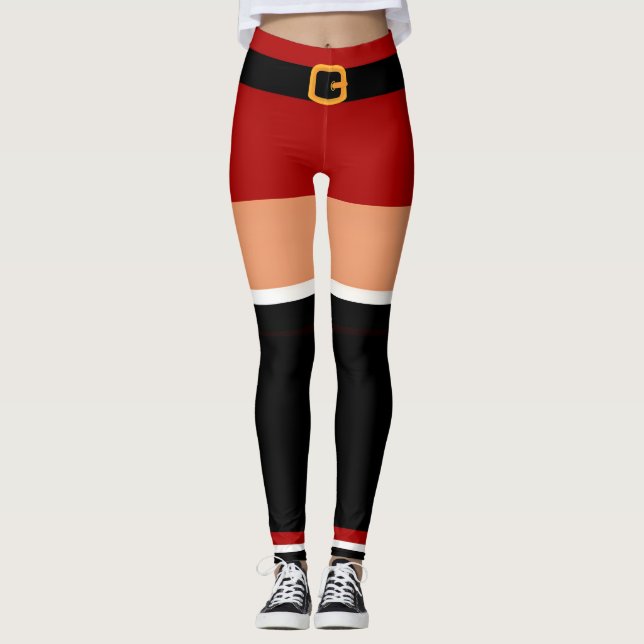 Leggings Noël du Père Noël Sassy Noir et Rouge (Devant)