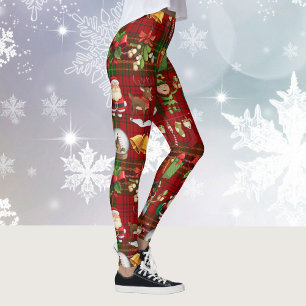 Leggings Noël Esprit de Noël Rouge & Vert Plaid