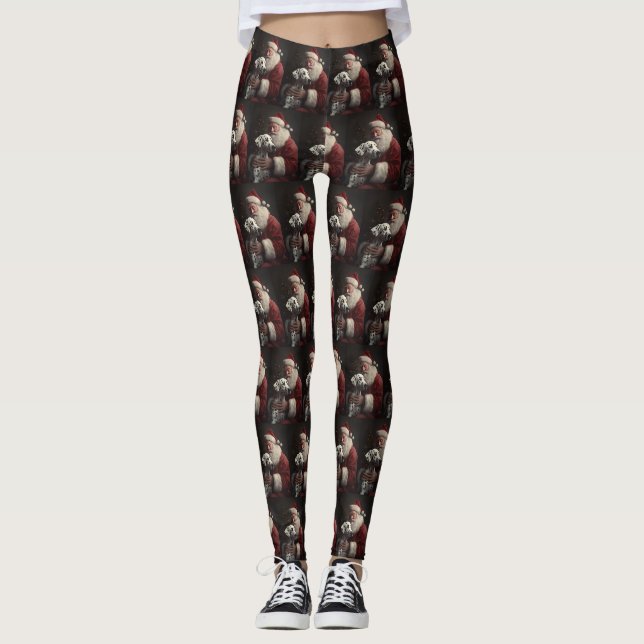 Leggings Noël festif Dalmatien avec le Père Noël (Devant)