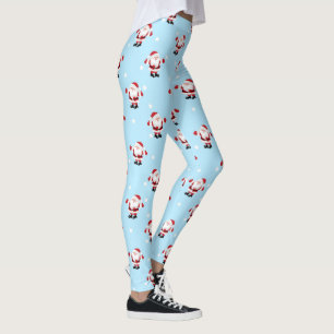 Leggings Noël Fête Santa Claus Bleu