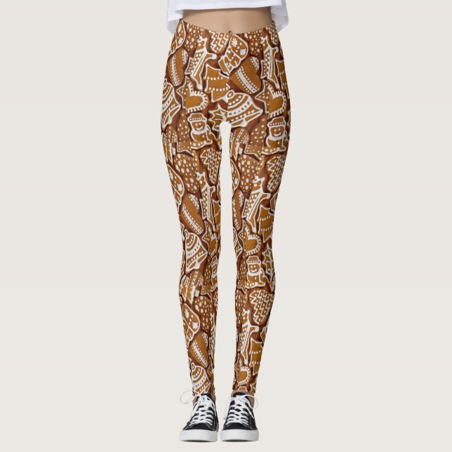 Leggings Noël Gingerbread Cookies de vacances (Devant)