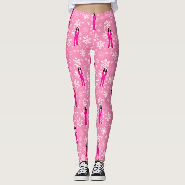 Leggings noël kamala harris père Noël rose glacé (Devant)