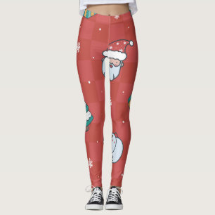 Leggings Noël Minimaliste : Design sans couture rouge.