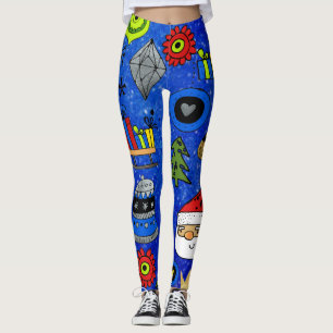 Leggings Noël moderne Santa Claus Ornements de vacances