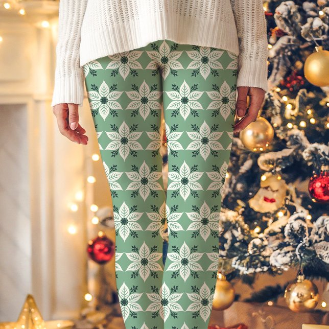 Leggings Noël Motif vert et blanc (Créateur téléchargé)
