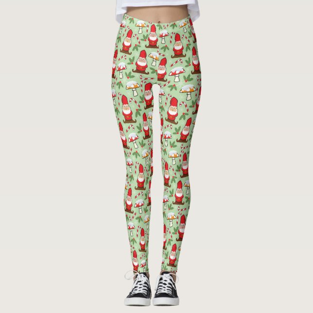 Leggings Noël Père Noël Gnomes Design (Devant)
