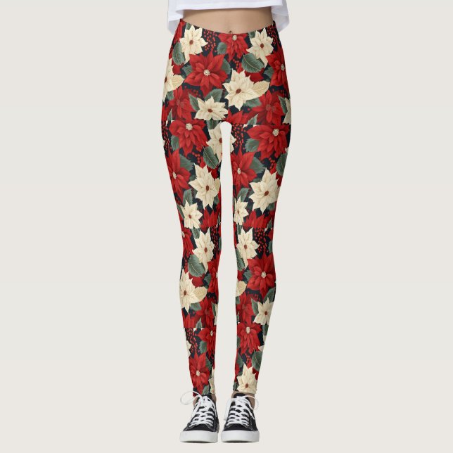 Leggings Noël Poinsettia (Devant)