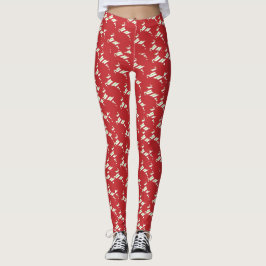 Leggings Noël Reindeer coloré Fêtes Rouges