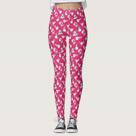Leggings Noël rose Motif des neiges