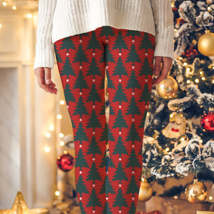 Leggings Noël Rouge Arbre étoile Motif
