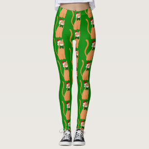 Leggings noël santa claus casquette orange chat