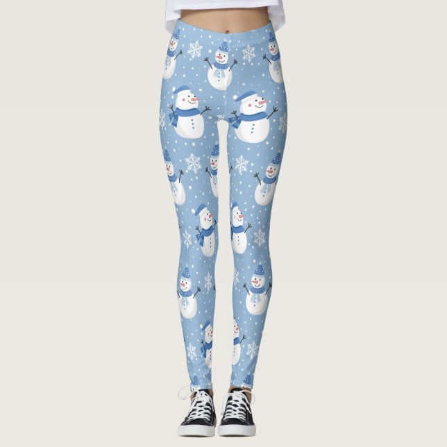 LEGGINGS NOËL VACANCES HIVER SNOWMEN MONOGRAM PERSONNALISÉ (Devant)