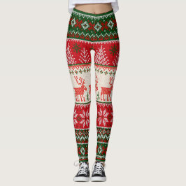 Leggings Noël Vacances Vert Rouge