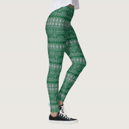 Leggings Noël Vert Argent Gris Vacances Moderne