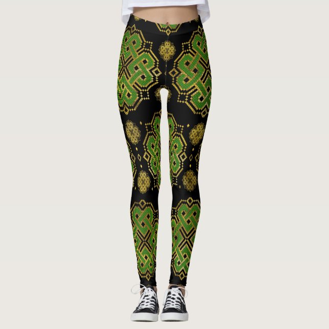 Leggings Noeud sans fin celtique - Shamrock à quatre feuill (Devant)