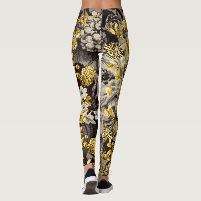 Leggings Noir Blanc Brown Tons Or Floral Toile (Dos)