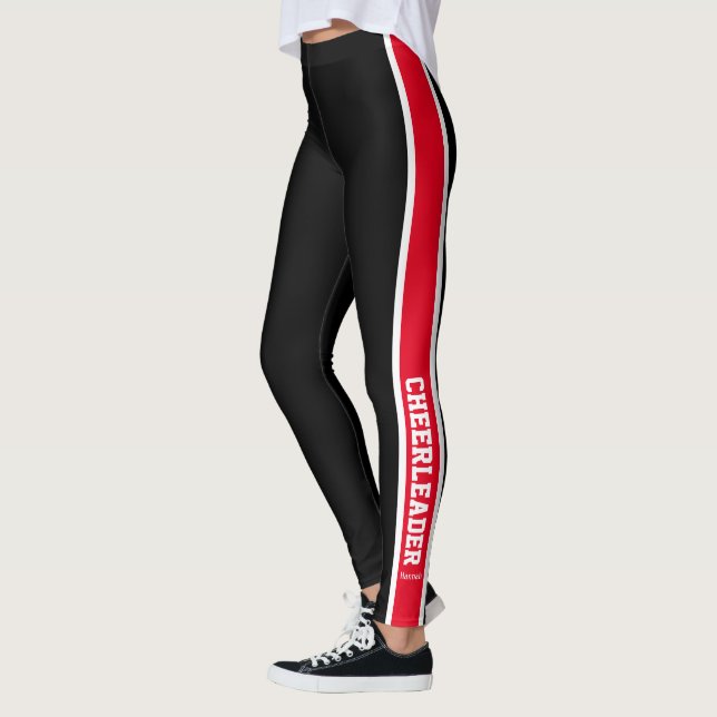 Leggings Noir blanc et rouge Pom-pom girl (Gauche)