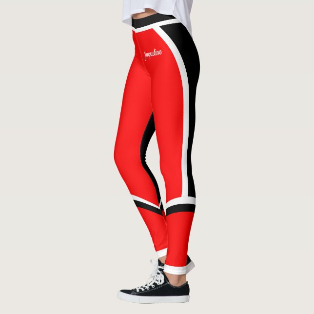 Leggings Noir blanc rouge (votre nom) (Gauche)