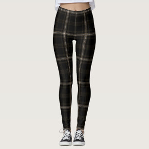Leggings Noir, Brown SOMBRE, Blanc, Tartan Twill Noir