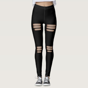 Leggings Noir déchiré faux moderne