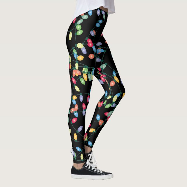 Leggings Noir des lumières de Noël en bande (Droite)