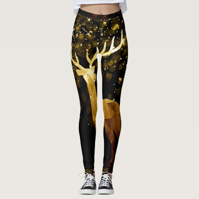 LEGGINGS NOIR D'OR DE CERFS COMMUNS (Devant)