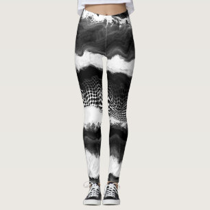 Leggings Noir et blanc Abstrait Illusion Art moderne