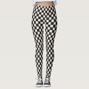 Leggings Noir et blanc antique À damiers