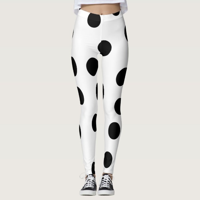 Leggings noir_et_blanc_dalmatien_spot_motif (Devant)