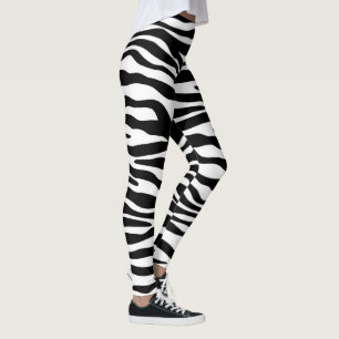 Leggings Noir et blanc de motif de rayures de zèbre + vos