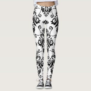 Leggings Noir et blanc oriental : Texture classique