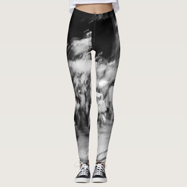 leggings noir et blanc photo abstraite (Devant)
