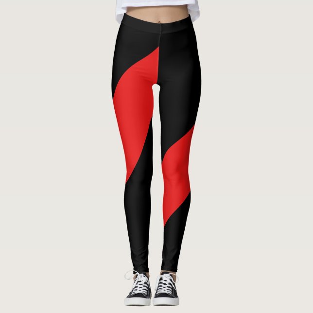 Leggings Noir et rouge dynamique d'athlétisme (Devant)