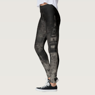 Leggings Noir et Taupe en détresse Skyline Venise Italie