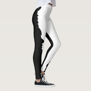 Leggings Noir Gras avec Style Unique Classique Blanc