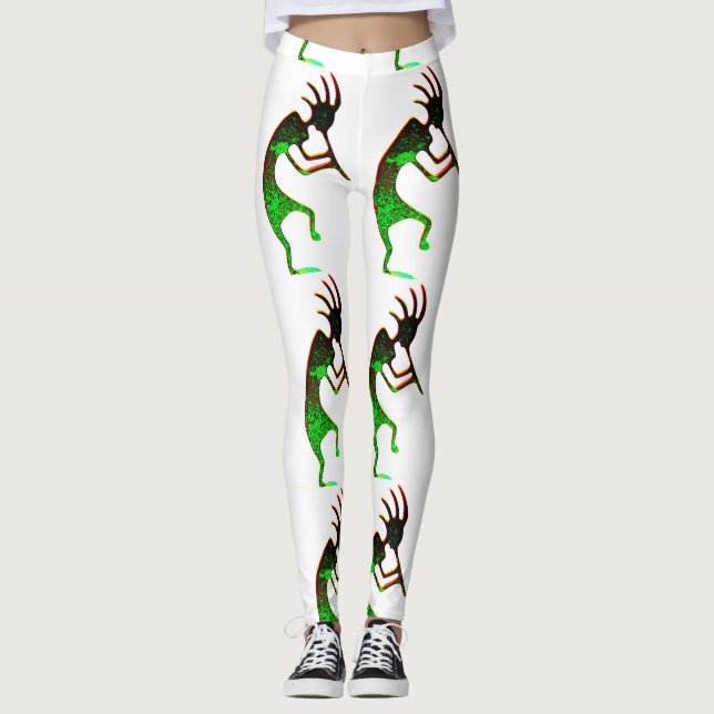 Leggings noir kokopelli vert (Devant)
