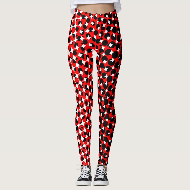 Leggings Noir rouge blanc (Devant)