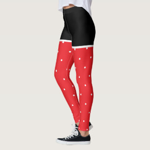 Leggings Noir Rouge Blanc Pois