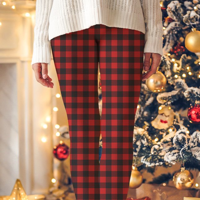 Leggings Noir rouge et noir Buffalo plaid Noël (Créateur téléchargé)