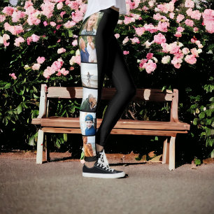 Leggings noir simple 12 photo collage personnalisé